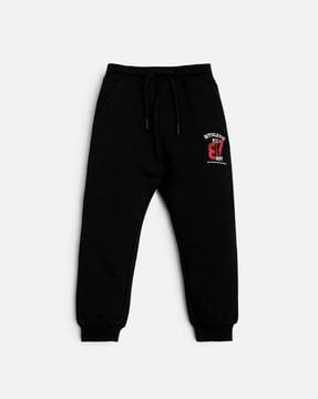 flat-front jogger pants with elasticated waist