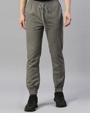 flat-front joggers with drawstring waist