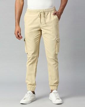 flat-front joggers with drawstring waist