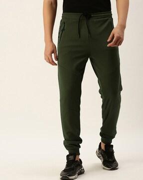 flat-front joggers with elasticated drawstring waist