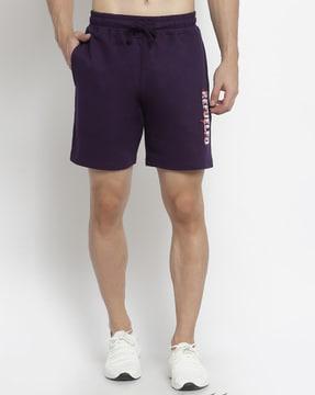flat-front knit shorts with drawstring waist