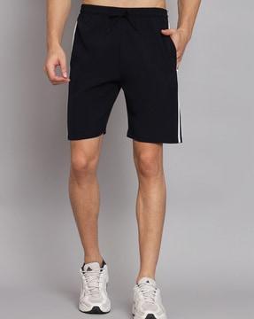 flat front knit shorts with elasticated drawstring waist