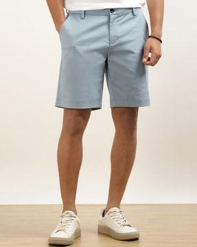 flat-front knit shorts