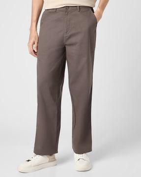 flat-front loose fit chinos with insert pocket