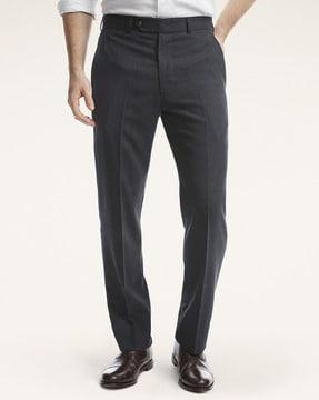 flat-front low-rise trousers