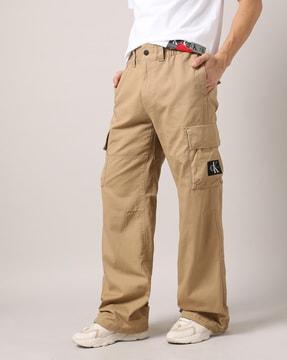 flat-front mid-rise cargo pants