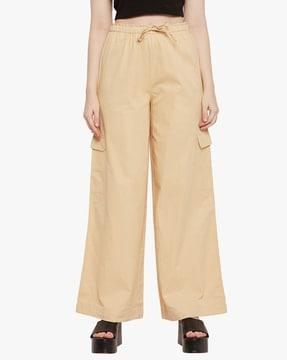 flat-front mid-rise cargo trousers