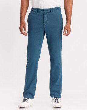 flat-front mid-rise chinos