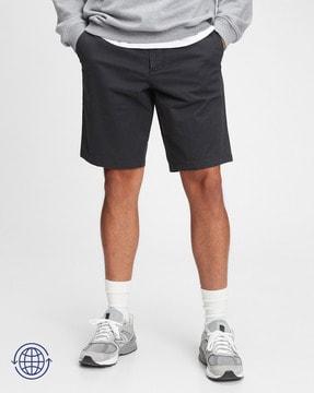 flat-front mid-rise city shorts