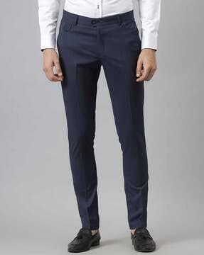 flat front mid-rise trousers