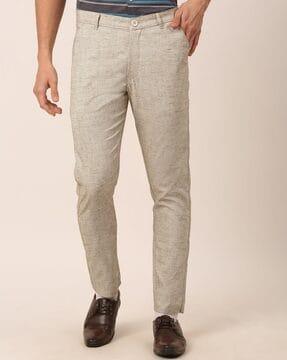 flat front mid-rise trousers