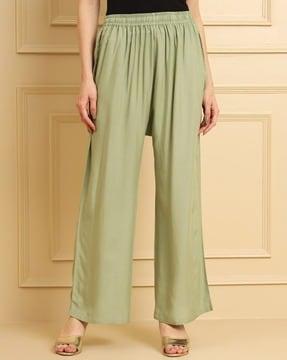 flat-front palazzo with elasticated waist