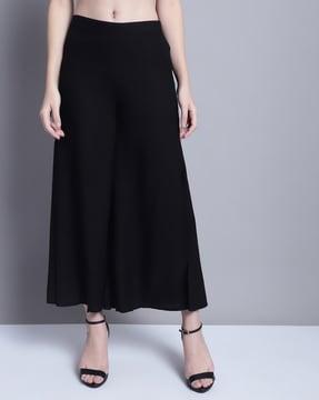 flat-front palazzos with elasticated waist