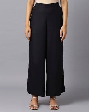 flat-front palazzos with semi-elasticated waist