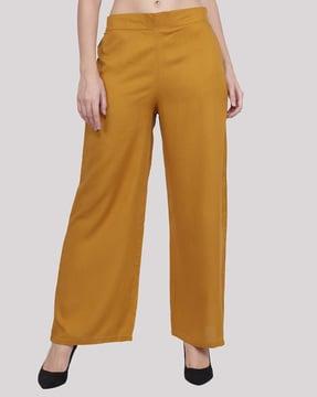 flat-front palazzos with semi-elasticated waist