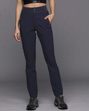 flat front pants with elasticated waist