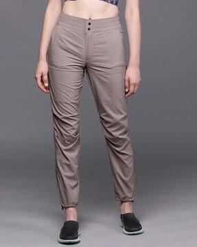 flat front pants with elasticated waist