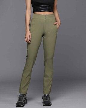 flat front pants with elasticated waist