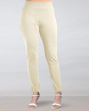 flat-front pants with elasticated waist