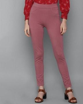 flat-front pants with elasticated waistband