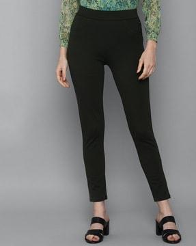 flat-front pants with elasticated waistband