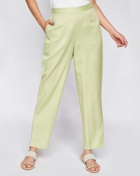 flat-front pants with insert pockets