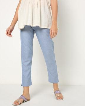 flat-front pants with side zip