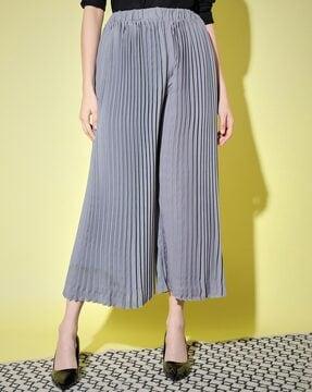 flat-front pleated palazzos