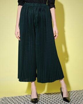 flat-front pleated palazzos