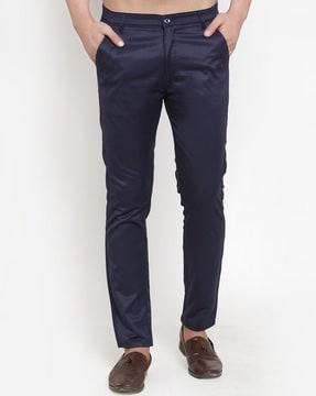 flat-front relaxed fit trousers