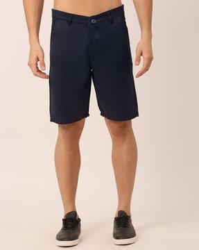 flat-front shorts with belted loops