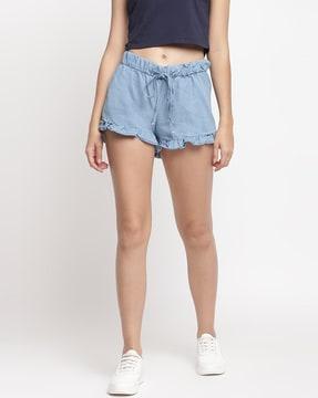 flat front shorts with drawstring waist