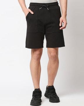 flat-front shorts with drawstring waist