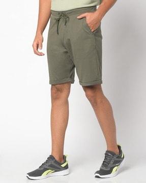 flat-front shorts with drawstring waist