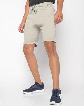 flat-front shorts with drawstring waist