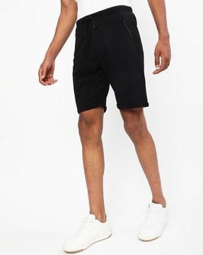 flat-front shorts with drawstring waist