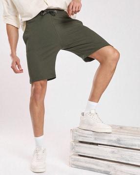 flat-front shorts with drawstring