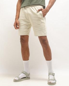 flat-front shorts with insert pockets