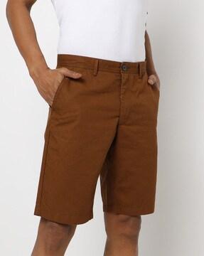 flat-front shorts with insert pockets