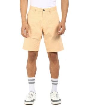 flat-front shorts with insert pockets