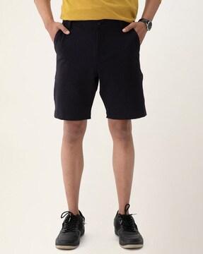 flat-front shorts with insert pockets