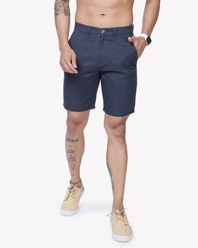 flat-front shorts with insert pockets