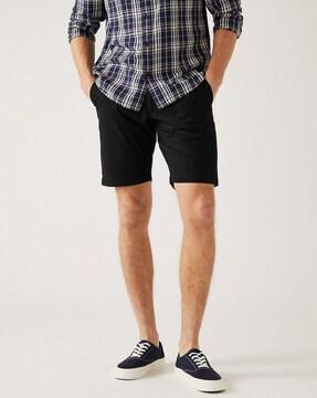 flat-front shorts with insert pockets