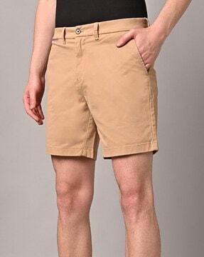 flat-front shorts with insert pockets