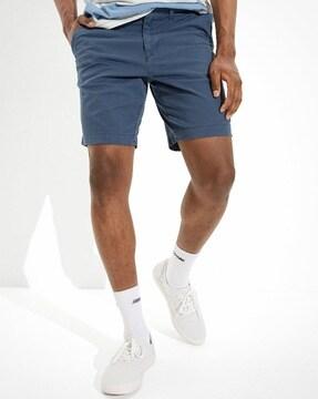 flat-front shorts with insert pockets