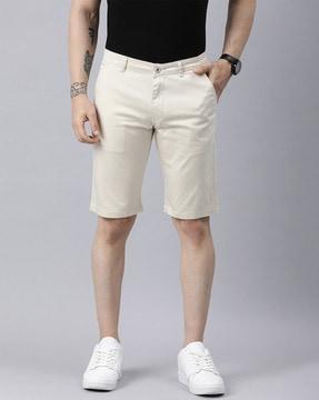 flat-front shorts with insert pockets