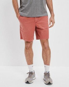 flat-front shorts with insert pockets