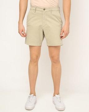 flat-front shorts with insert pockets