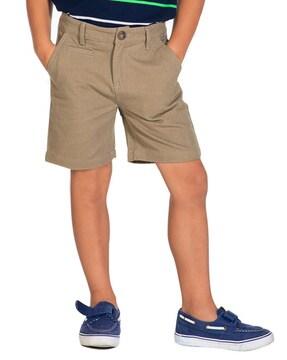 flat-front shorts with pockets