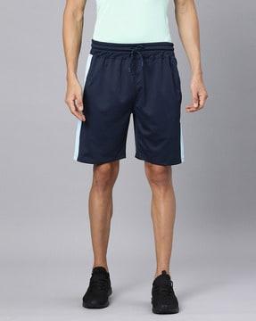 flat-front shorts with pockets